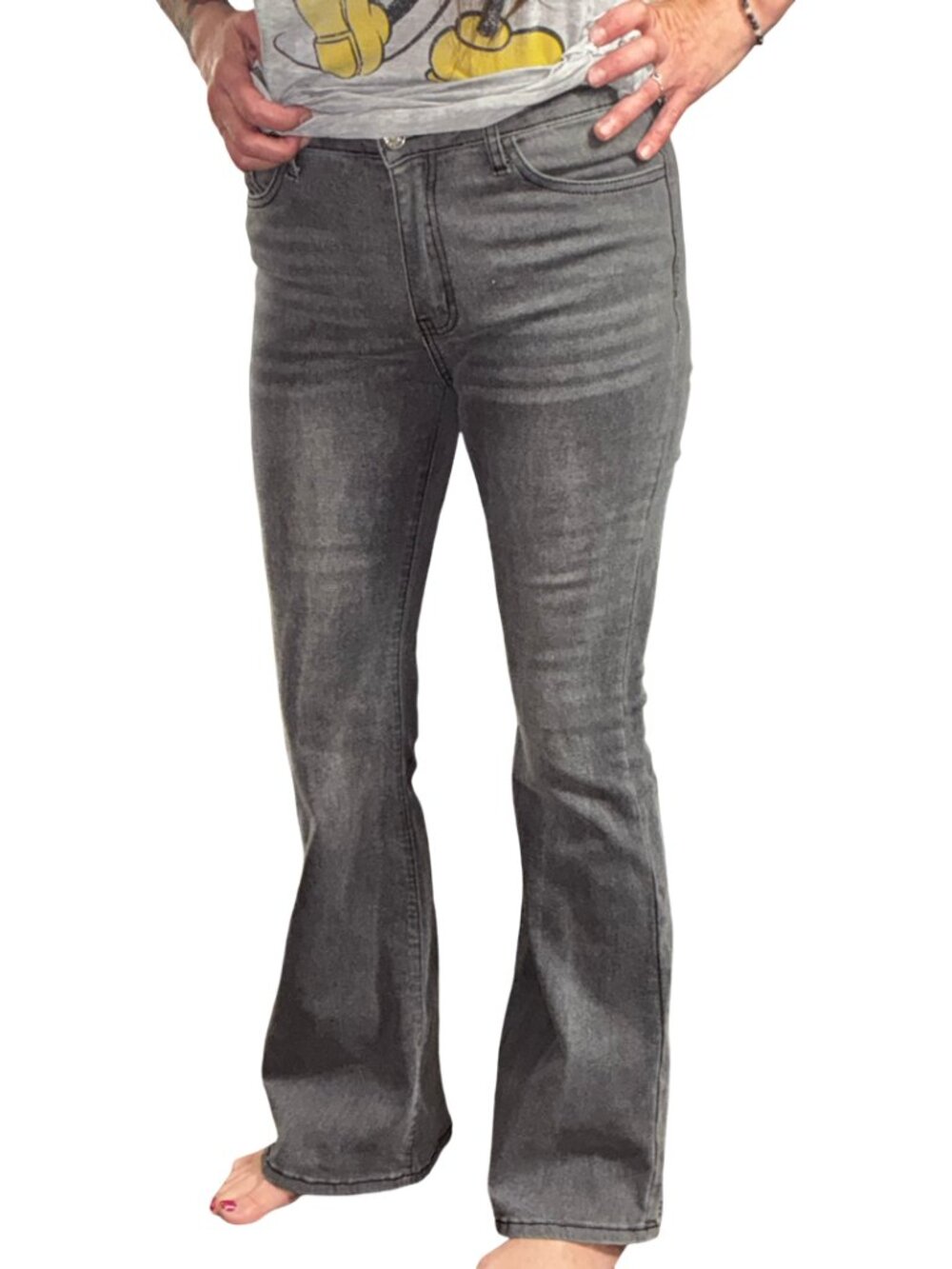 Sz.L*SHEIN*Gray Flared-Leg Jeans--Mid-Rise